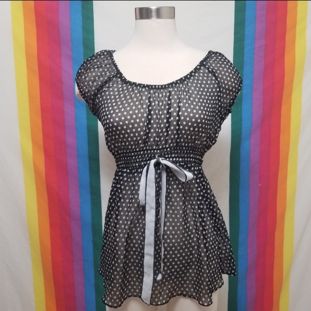 Avon MARK Polka Dot Sheer Baby Doll Top